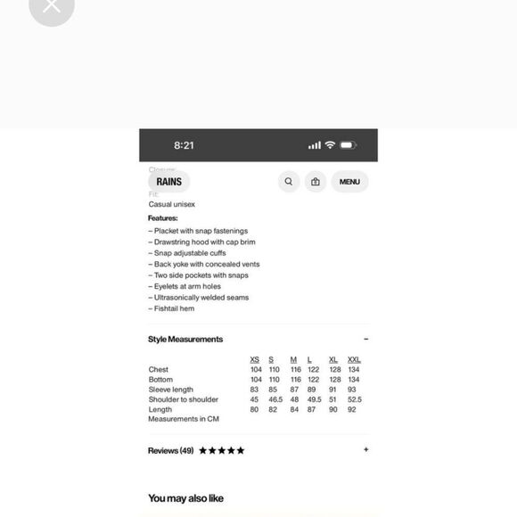 RAINS Rain Jacket Raincoat Taupe- Unisex Size XL NWT - Picture 3 of 8